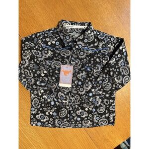 Cowboy Hardware Toddler Western Shirt 3T Black Paisley Snap Pearl Rodeo NWT